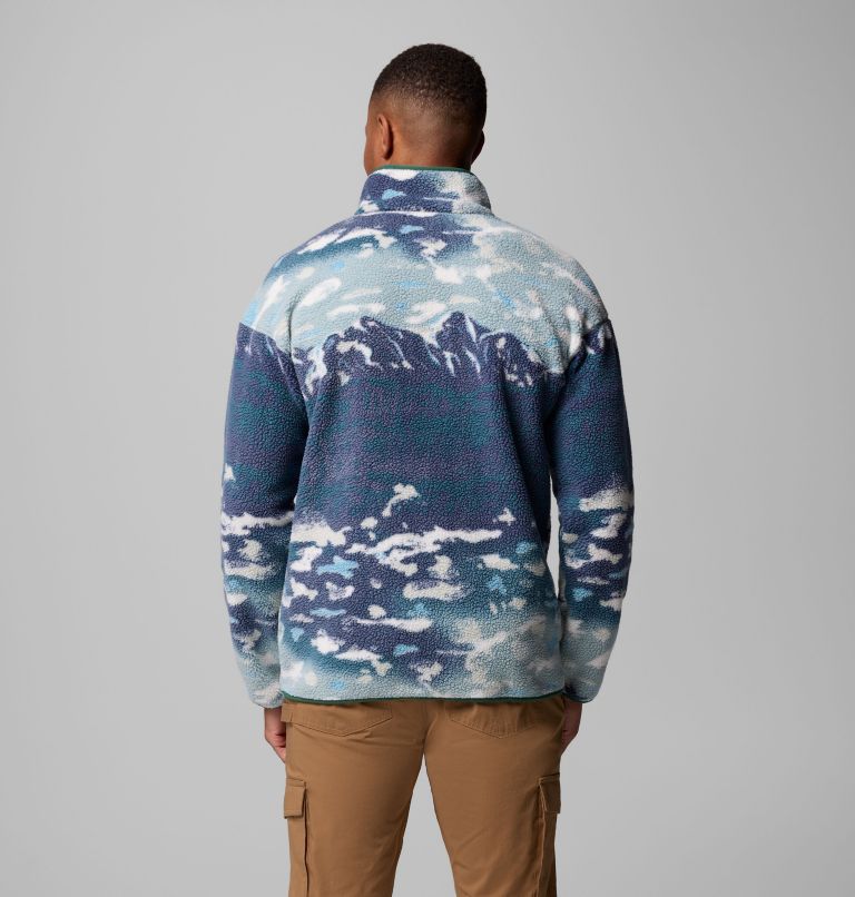 Men's Helvetia II Printed Half Snap Printed Fleece Pullover, Color: Crushed Blue Sisters, image 3