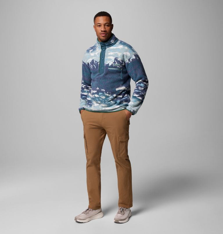 Men's Helvetia II Printed Half Snap Printed Fleece Pullover, Color: Crushed Blue Sisters, image 2