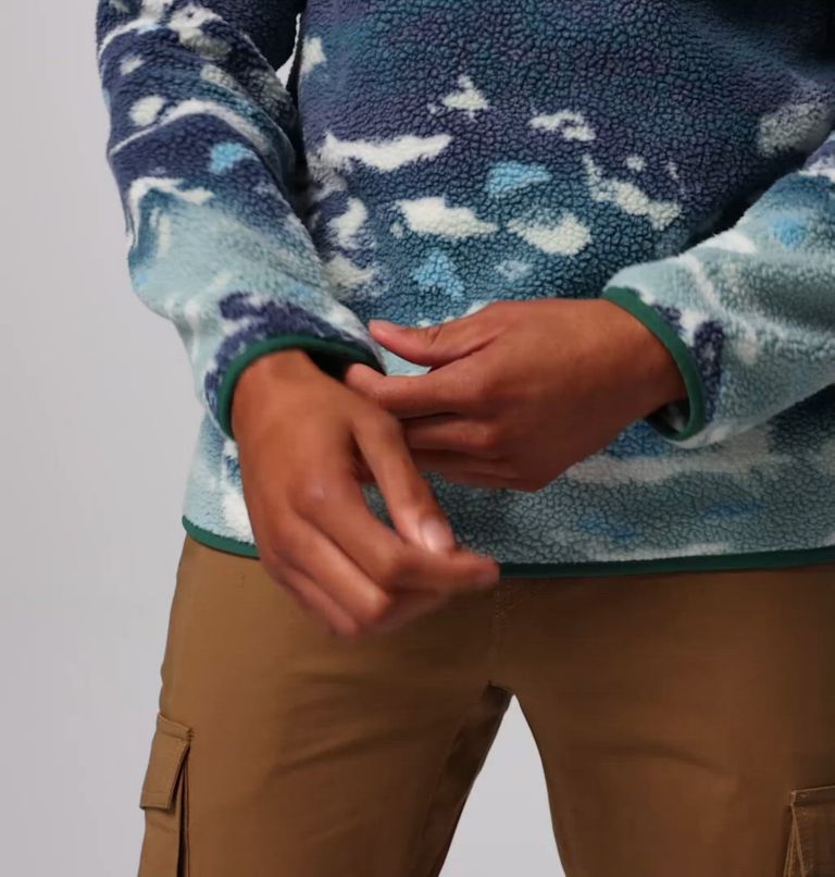 Men's Helvetia II Printed Half Snap Printed Fleece Pullover, Color: Crushed Blue Sisters