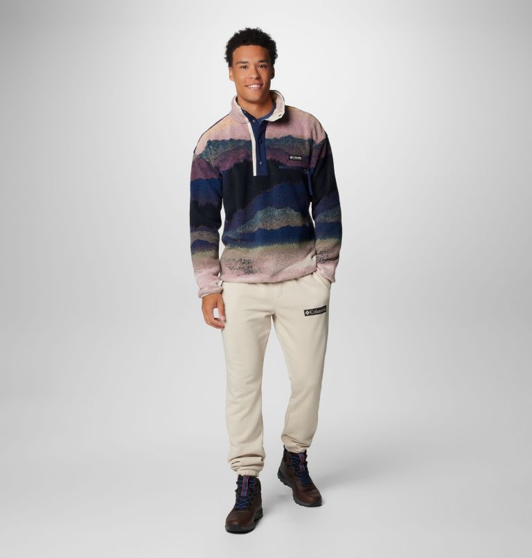 Men's Helvetia II Printed Half Snap Printed Fleece Pullover, Color: Collegiate Navy Dolomites, image 3