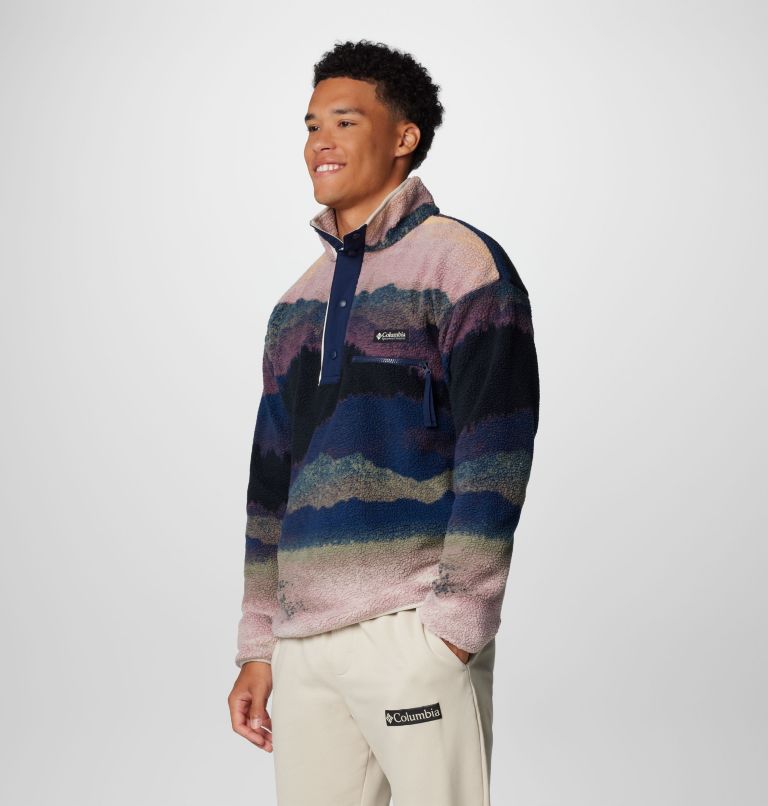 Men's Helvetia II Printed Half Snap Printed Fleece Pullover, Color: Collegiate Navy Dolomites, image 4
