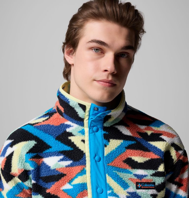Men's Helvetia II Printed Half Snap Printed Fleece Pullover, Color: Compass Blue Reflections, image 5