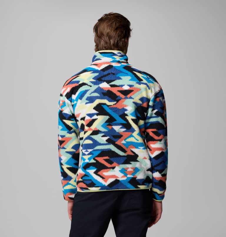 Men's Helvetia II Printed Half Snap Printed Fleece Pullover, Color: Compass Blue Reflections, image 3