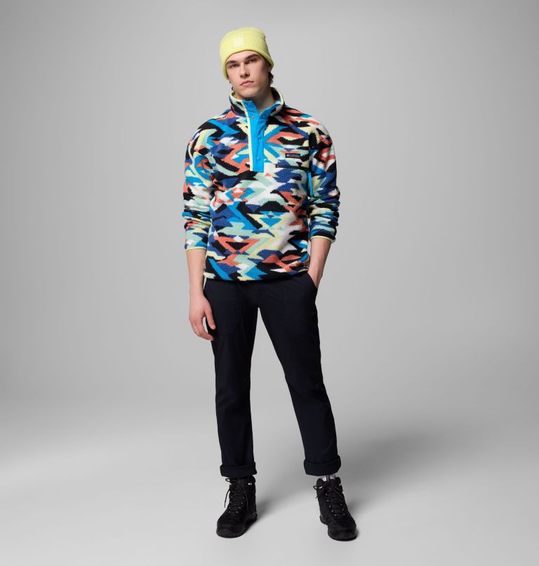 Men's Helvetia II Printed Half Snap Printed Fleece Pullover, Color: Compass Blue Reflections, image 2