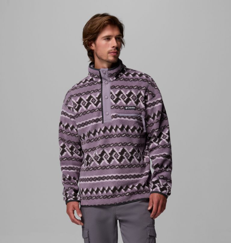 Helvetia II Printed Half Snap Fleece, Color: Shale Purple KnitKnot, image 1