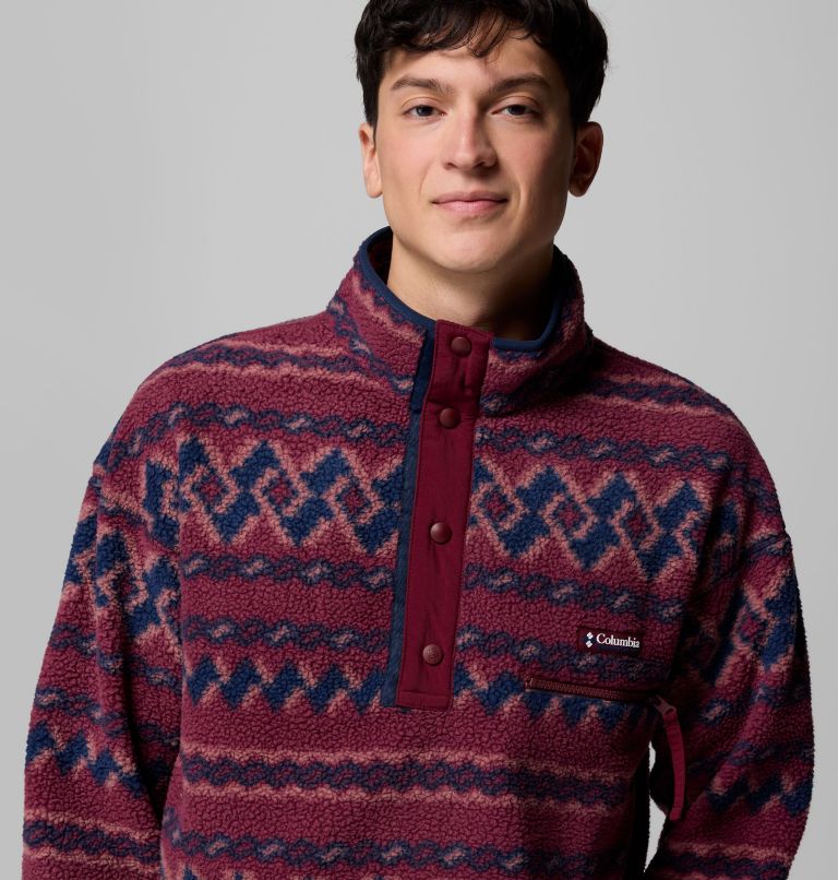 Men's Helvetia II Printed Half Snap Fleece, Color: Rich Wine KnitKnot, image 5