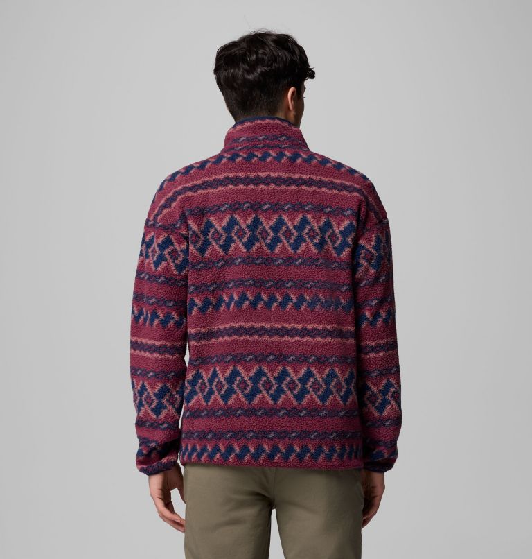 Men's Helvetia II Printed Half Snap Fleece, Color: Rich Wine KnitKnot, image 3