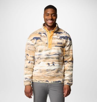 Men's Helvetia II Printed Half Snap Fleece, Color: Lemon Wash Roaming, image 1