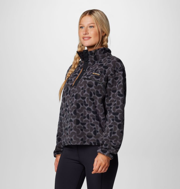 Forro polar sherpa corto con cierre medio y estampado Helvetia II para mujer, Color: Black Retroscape, image 4