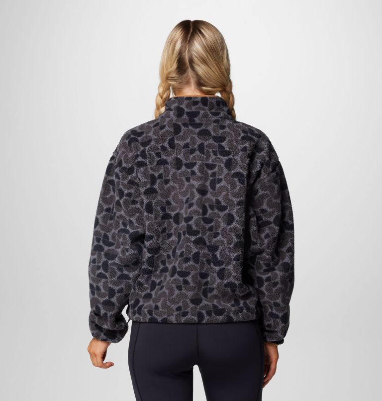 Forro polar sherpa corto con cierre medio y estampado Helvetia II para mujer, Color: Black Retroscape, image 2