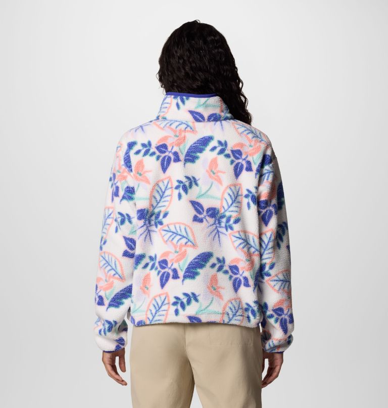 Women's Helvetia II Cropped Sherpa Half Snap Printed Fleece, Color: Sea Salt Pasteled Multi, image 2