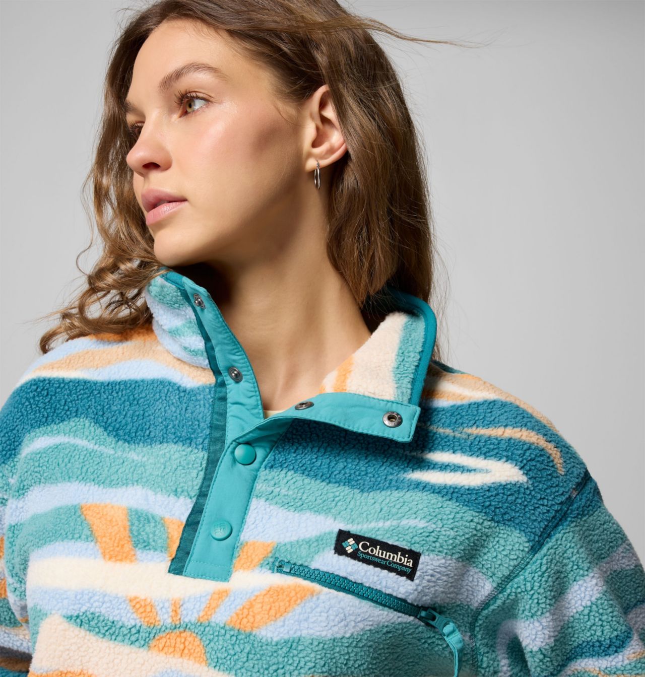 Women's Helvetia™ II Printed Cropped Half Snap Fleece Pullover 5