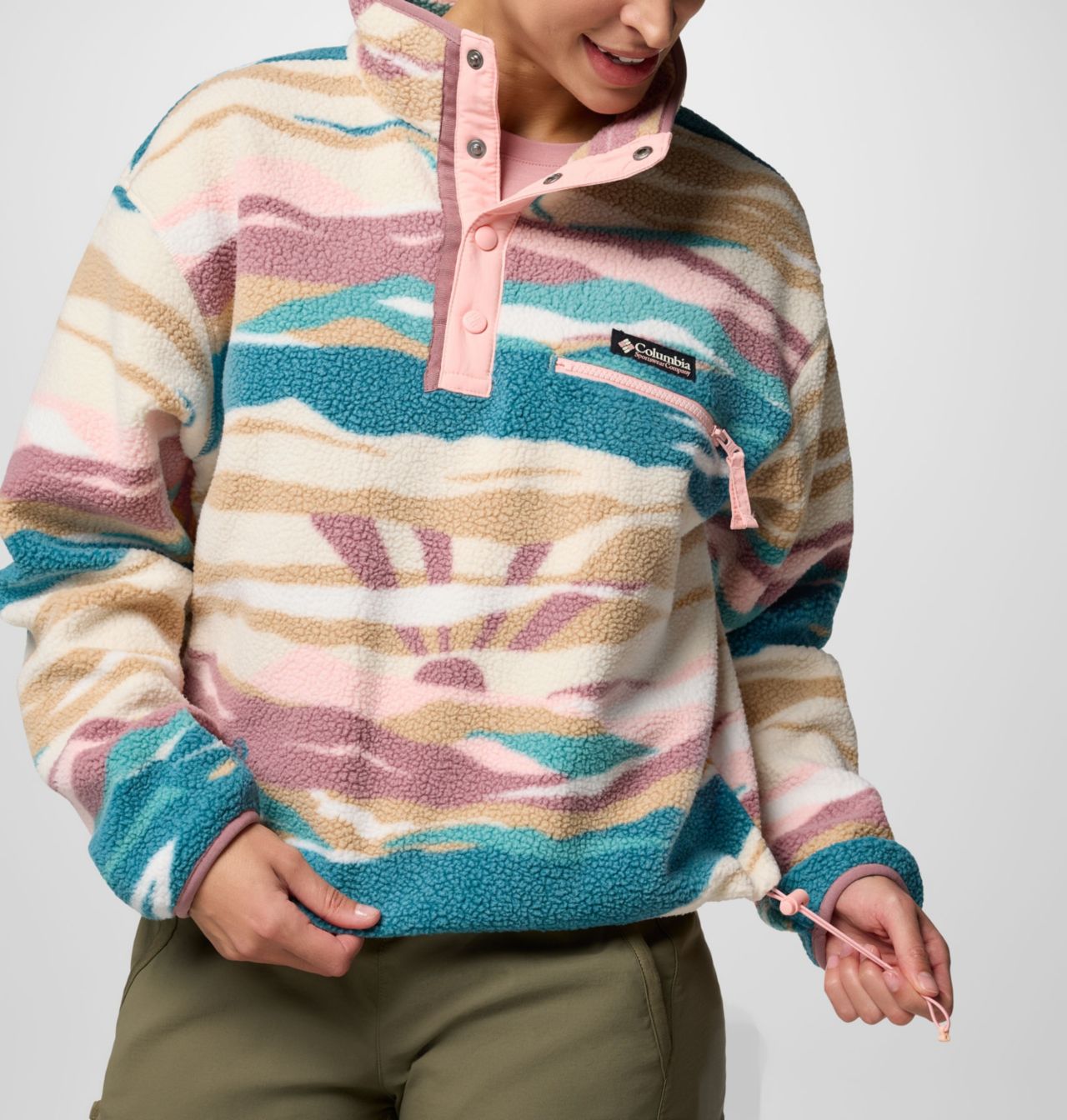 Women's Helvetia™ II Printed Cropped Half Snap Fleece Pullover 5