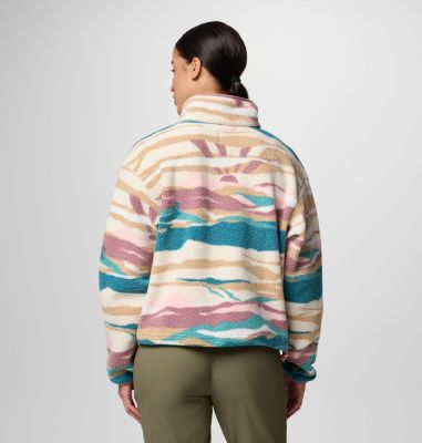 Women's Helvetia II Printed Cropped Half Snap Fleece Pullover, Color: River Blue Rogue Valley, image 6