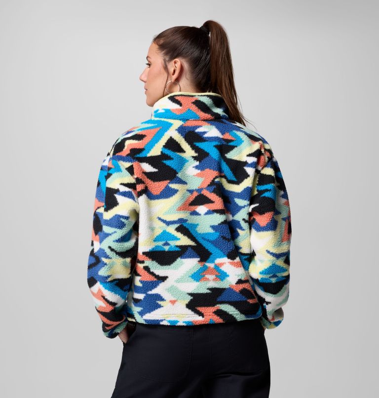 Women's Helvetia II Printed Cropped Half Snap Fleece Pullover, Color: Compass Blue Reflections, Compass Blue, , image 3
