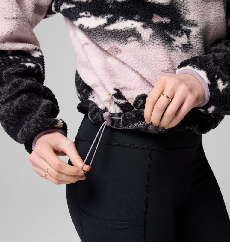 Women's Helvetia II Printed Cropped Half Snap Fleece Pullover, Color: Shale Purple Sisters, Shale Purple, image 7