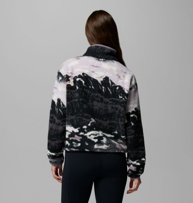 Forro polar sherpa corto con cierre medio y estampado Helvetia II para mujer, Color: Shale Purple Sisters, Shale Purple, image 3