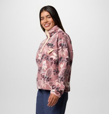 Forro polar sherpa corto con cierre medio y estampado Helvetia II para mujer, Color: Fig Pasteled Multi, image 3