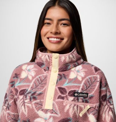 Forro polar sherpa corto con cierre medio y estampado Helvetia II para mujer, Color: Fig Pasteled Multi, image 4