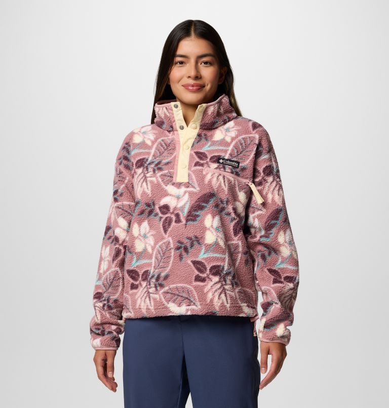 Pile cropped stampato con abbottonatura corta a pressione Helvetia II da donna, Color: Fig Pasteled Multi, image 1