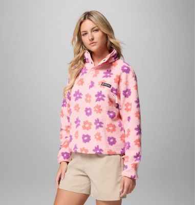 Forro polar sherpa corto con cierre medio y estampado Helvetia II para mujer, Color: Pink Sand, image 4