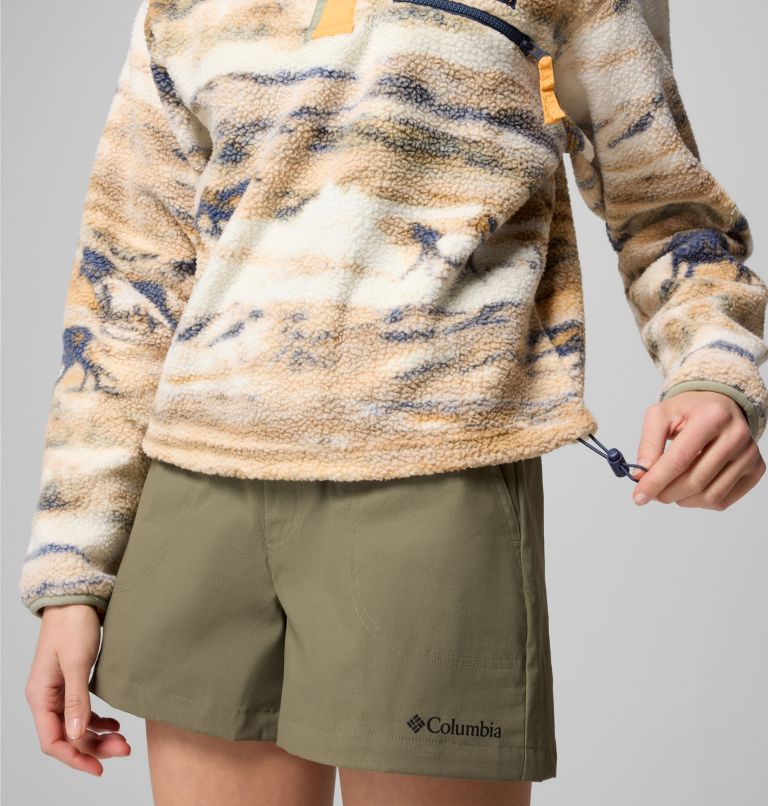 Women's Helvetia II Printed Cropped Half Snap Fleece Pullover, Color: Lemon Wash Roaming, image 5