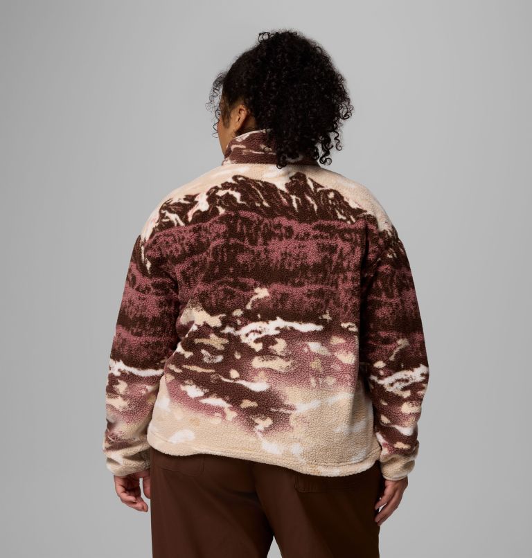 Women's Helvetia II Printed Cropped Half Snap Fleece Pullover - Plus Size, Color: Tobacco Sisters, Dark Stone, image 3