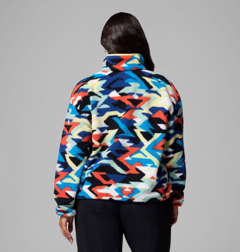 Women's Helvetia II Printed Cropped Half Snap Fleece Pullover - Plus Size, Color: Compass Blue Reflections, Compass Blue, , image 3
