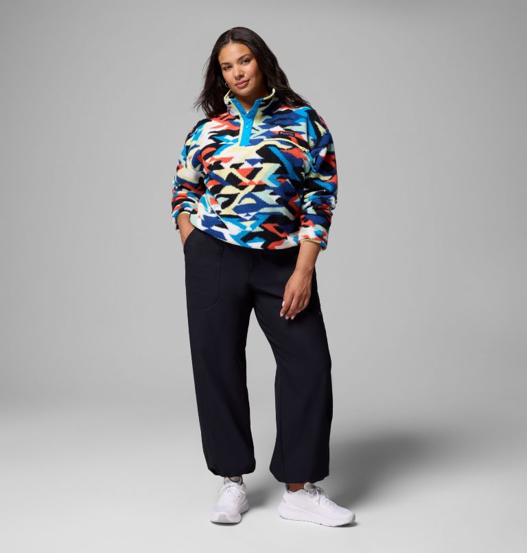 Women's Helvetia II Printed Cropped Half Snap Fleece Pullover - Plus Size, Color: Compass Blue Reflections, Compass Blue, , image 2