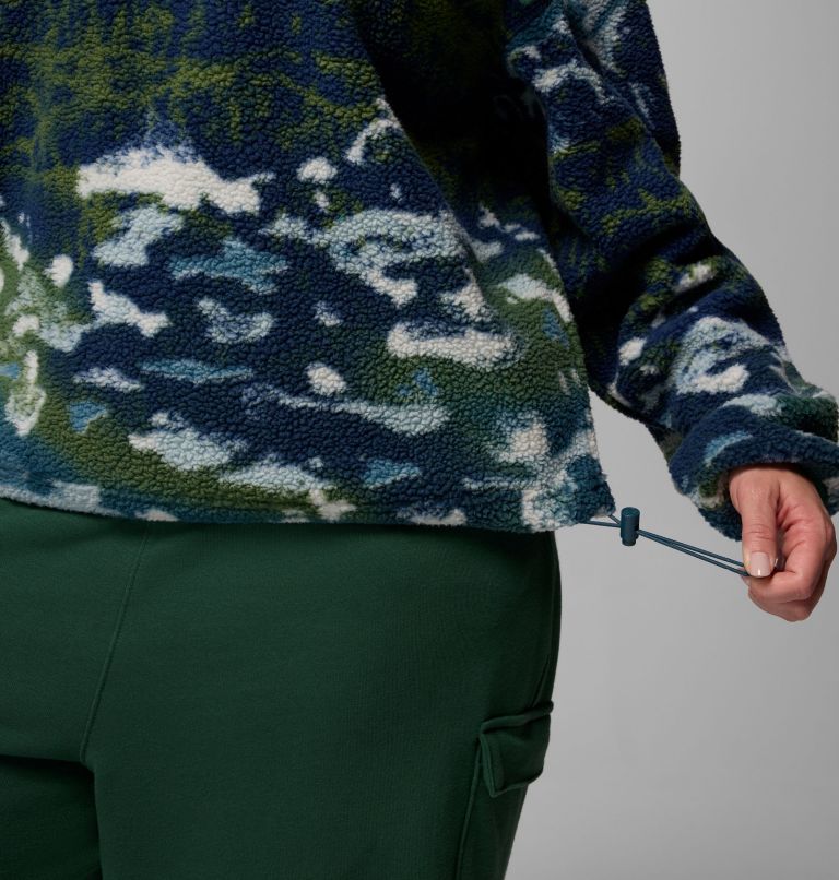 Women's Helvetia II Printed Cropped Half Snap Fleece Pullover - Plus Size, Color: Everblue Sisters, Rain Forest, image 7