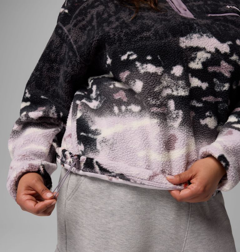 Women's Helvetia II Printed Cropped Half Snap Fleece Pullover - Plus Size, Color: Shale Purple Sisters, Shale Purple, image 6