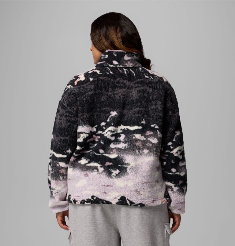 Women's Helvetia II Printed Cropped Half Snap Fleece Pullover - Plus Size, Color: Shale Purple Sisters, Shale Purple, image 3