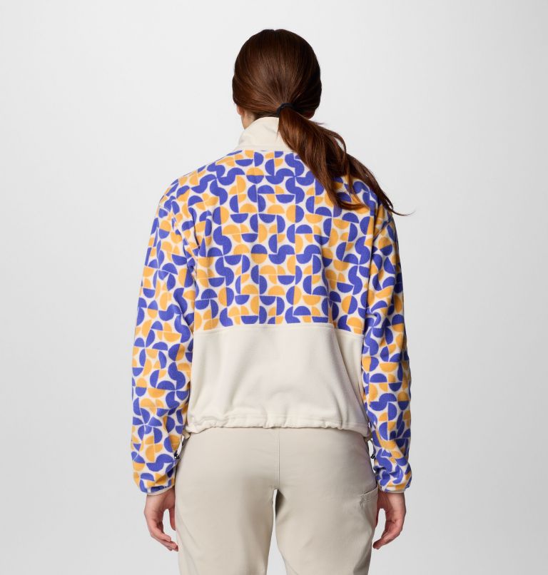 Women's Backbowl II Printed Full Zip Fleece Jacket, Color: Sunstone Retroscape, Chalk, image 2