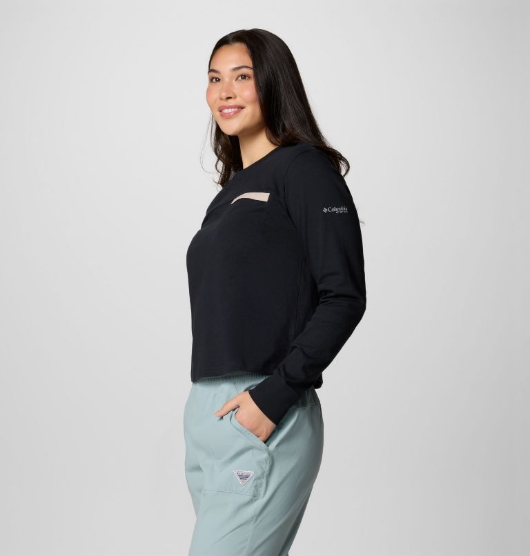 Women's PFG Open Water Long Sleeve Shirt, Color: Black, Crushed Clay, image 4