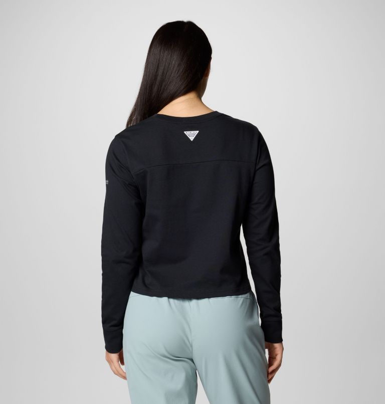 Women's PFG Open Water Long Sleeve Shirt, Color: Black, Crushed Clay, image 2
