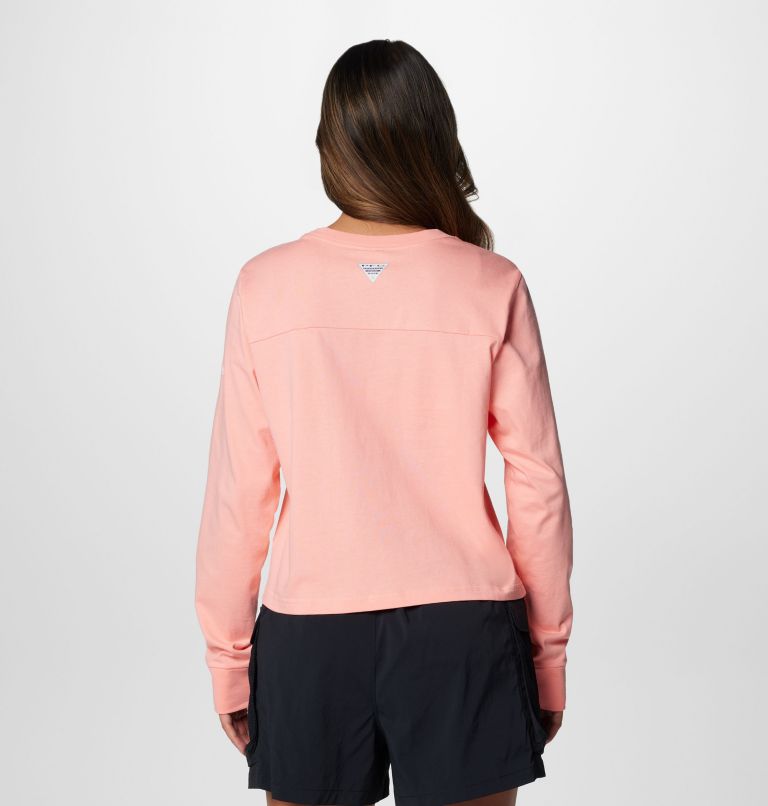 Women's PFG Open Water Long Sleeve Shirt, Color: Sorbet, Carbon, image 2