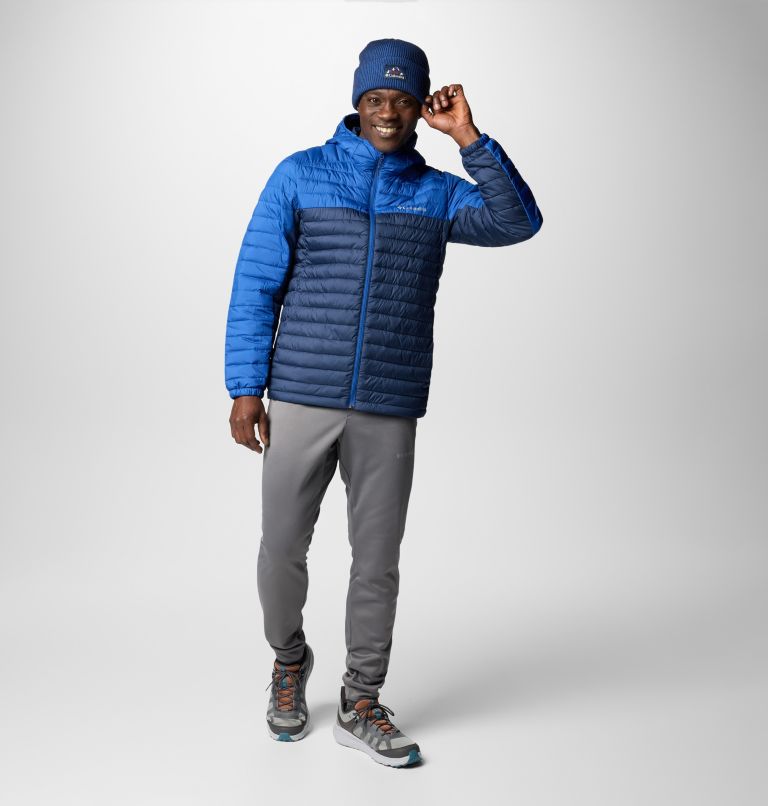 Men's Silver Falls II Hooded Insulated Jacket, Color: Mountain Blue, Collegiate Navy, image 3