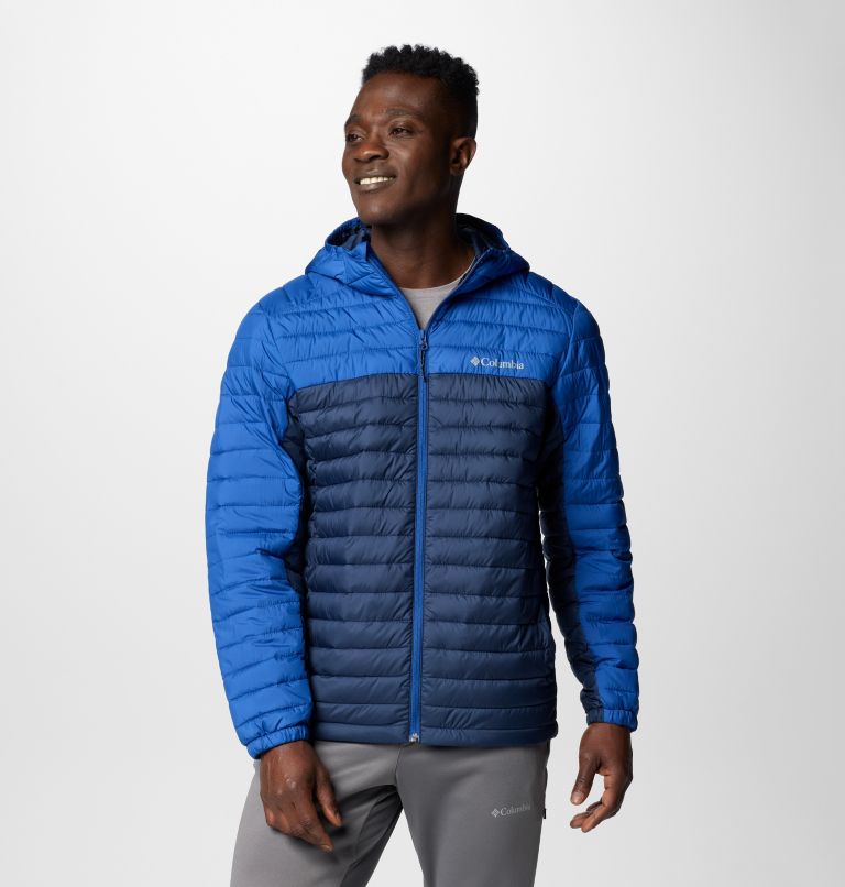 Men's Silver Falls II Hooded Insulated Jacket, Color: Mountain Blue, Collegiate Navy, image 4