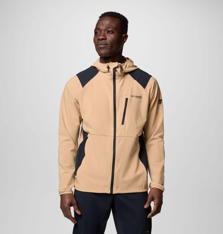 Men's Triple Canyon Softshell Hiking Jacket, Color: Canoe, Black, image 1