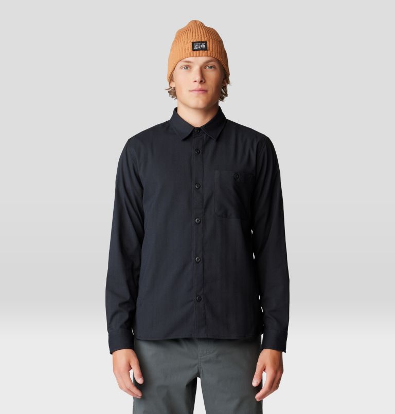 Men's Voyager One Long Sleeve Flannel, Color: Black, image 1