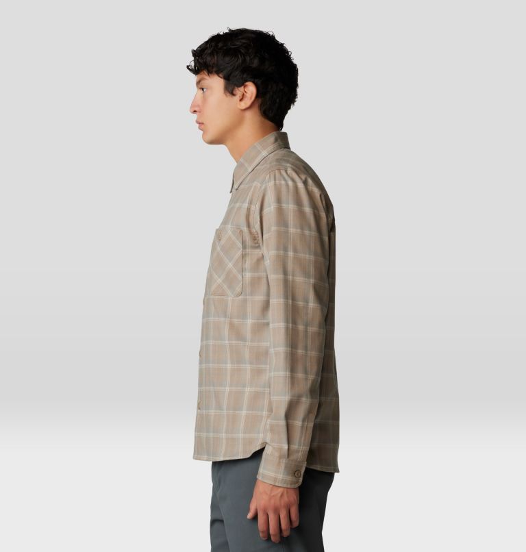 Men's Voyager One Long Sleeve Flannel, Color: Trail Dust Trad Plaid, image 3