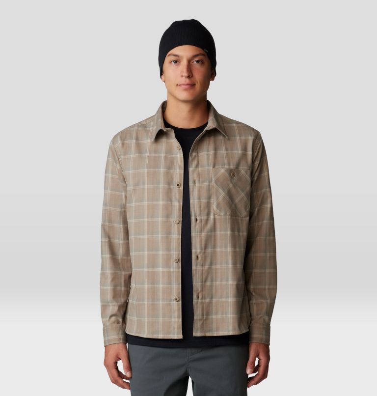 Men's Voyager One Long Sleeve Flannel, Color: Trail Dust Trad Plaid, image 5