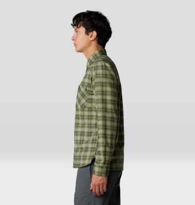 Men's Voyager One Long Sleeve Flannel, Color: Surplus Green Trad Plaid, image 11