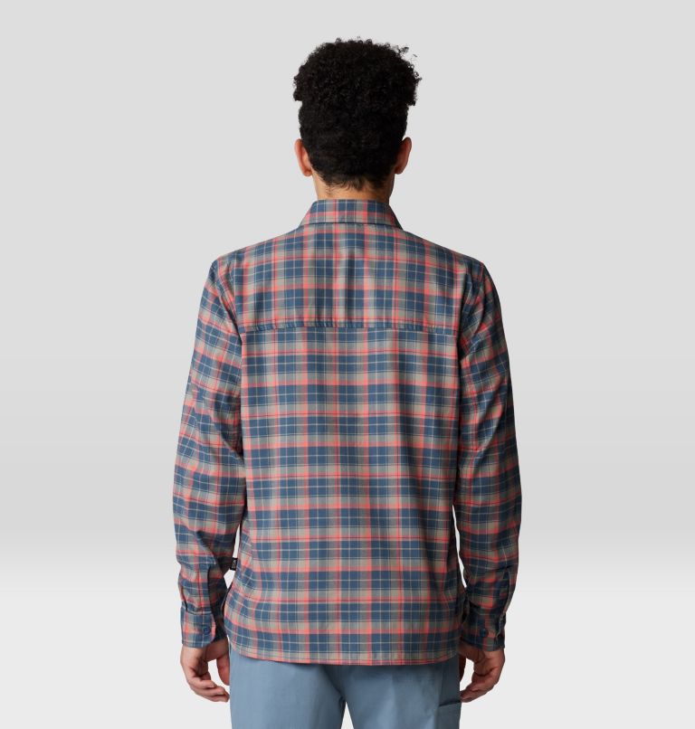 Men's Voyager One Long Sleeve Flannel, Color: Moon Blue Trad Plaid, image 2