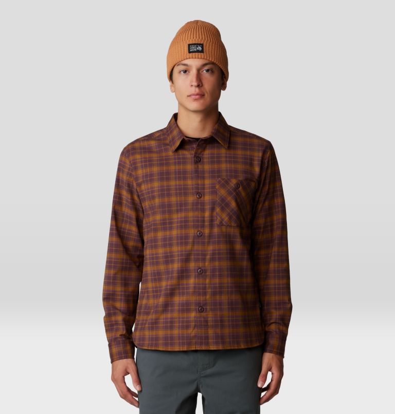 Men's Voyager One Long Sleeve Flannel, Color: Blackberry Trad Plaid, image 6