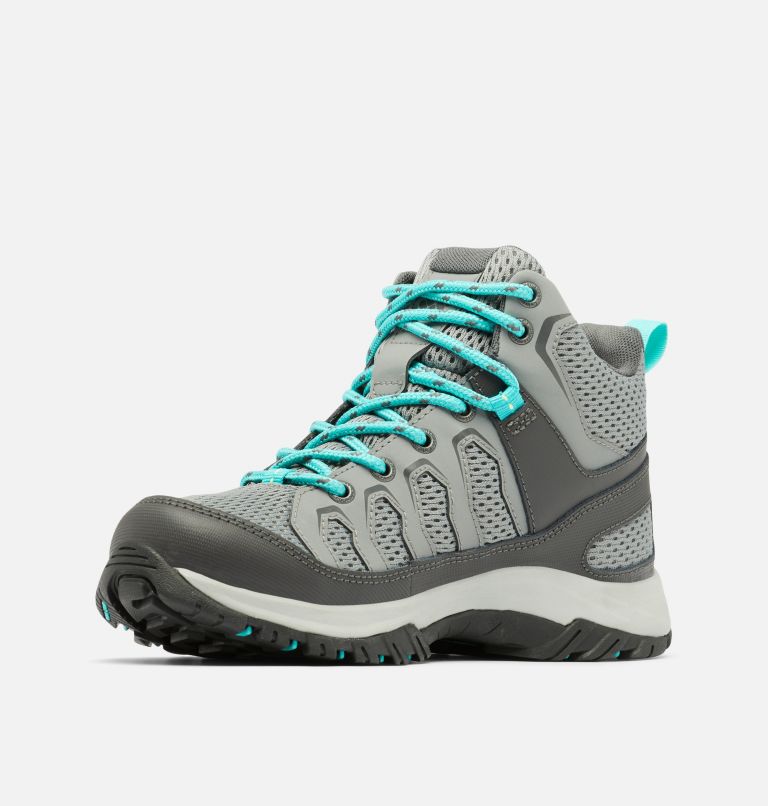 Women's Granite Trail Mid Waterproof Shoe - Wide, Color: Ti Grey Steel, Bright Aqua, image 7