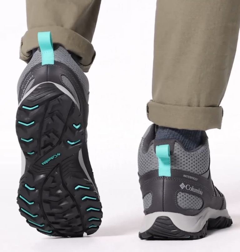 Women's Granite Trail Mid Waterproof Shoe - Wide, Color: Ti Grey Steel, Bright Aqua
