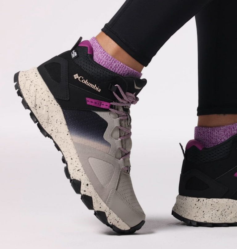 Women's Peakfreak Hera II Mid OutDry Hiking Shoe, Color: Flint Grey, Berry Patch
