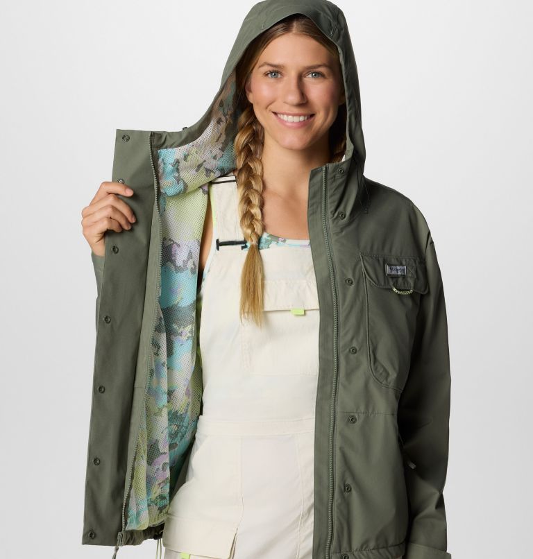 Women's PFG Open Water Rain Jacket, Color: Cypress, image 7
