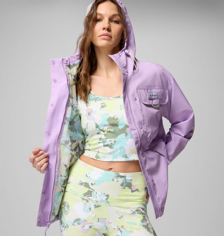 Women's PFG Open Water Rain Jacket, Color: Hydrangea, image 9